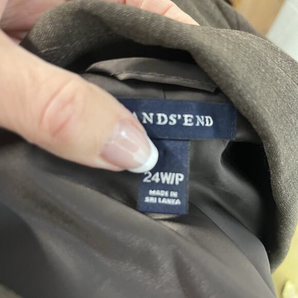 Lands' End Blazer Jacket Plus size 24W Petite Brown Wool Stretch Career Suit - Picture 10 of 10